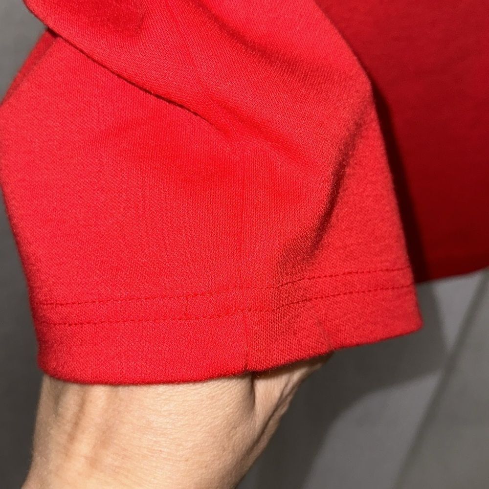 KORET M-L Red White Vintage Tennis Golf One Button Cap Sleeve Polo Top - Picture 6 of 10